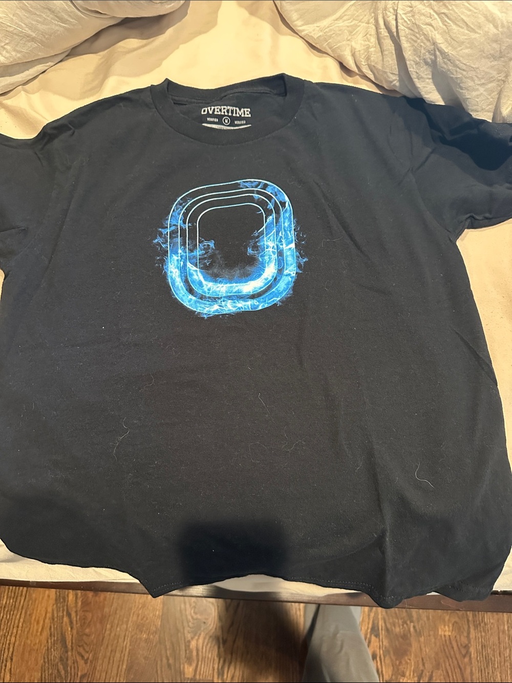Overtime Kids Black Short Sleeve Tee with Blue Logo